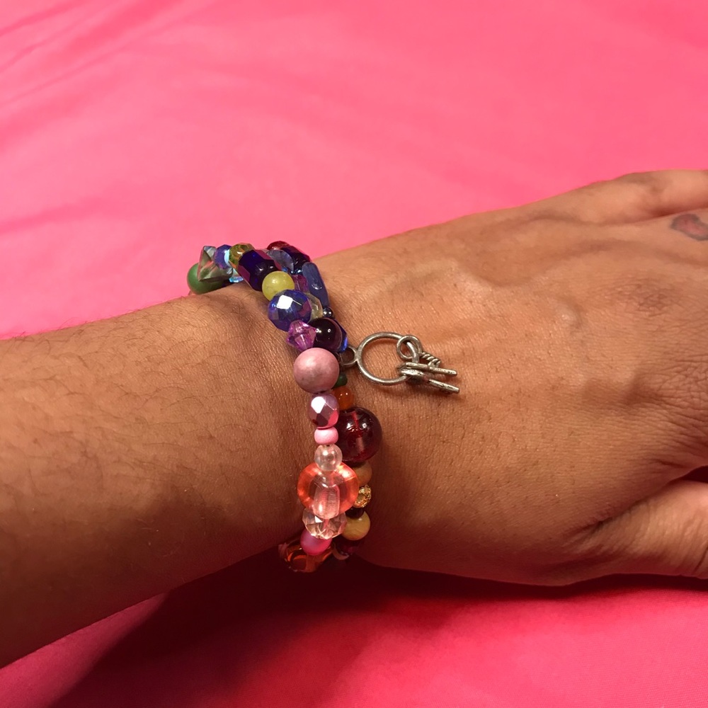 Multi-color Rainbow Bead Wrap Bracelet